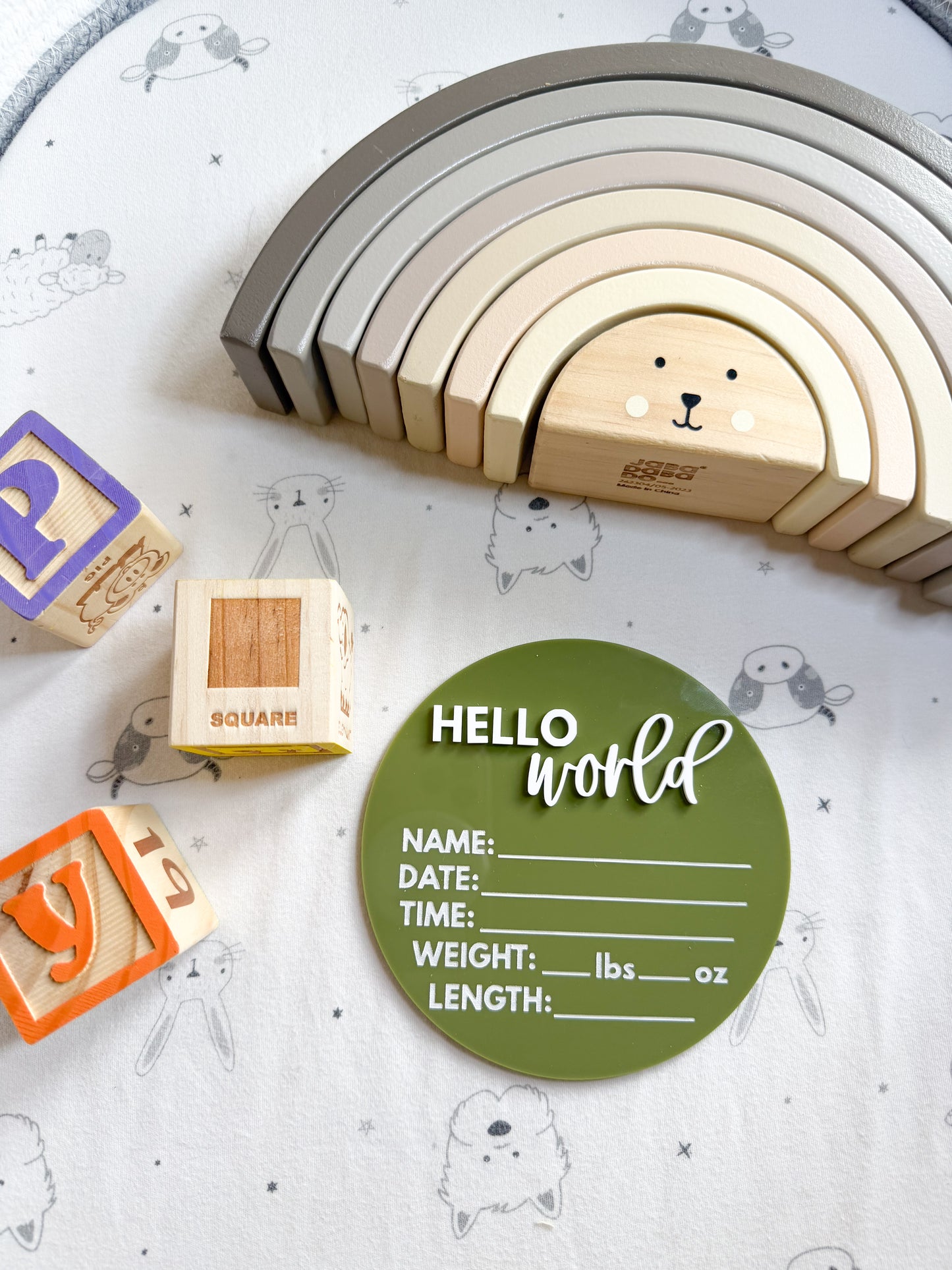 Hello world baby announcement sign (acrylic)