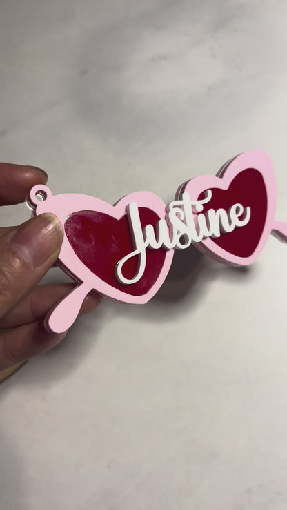 HEART SUNGLASSES NAME BASKET TAG
