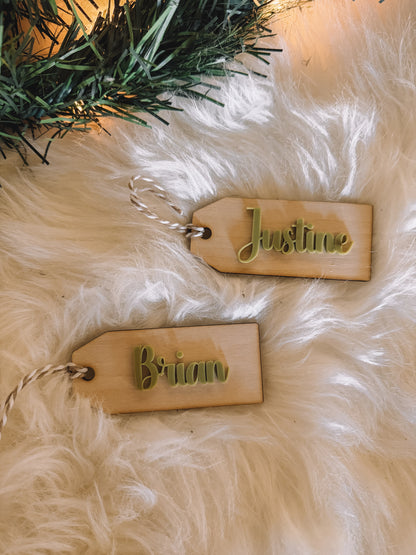 CHRISTMAS STOCKING NAME TAG (wood layer)