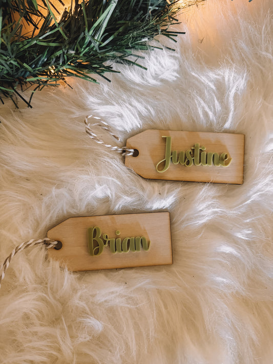 CHRISTMAS STOCKING NAME TAG (wood layer)