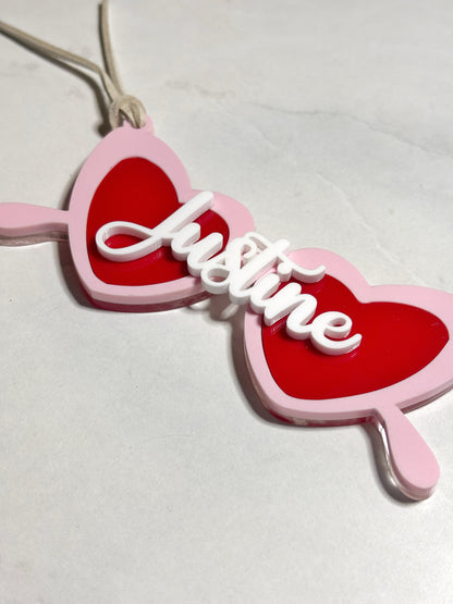 HEART SUNGLASSES NAME BASKET TAG